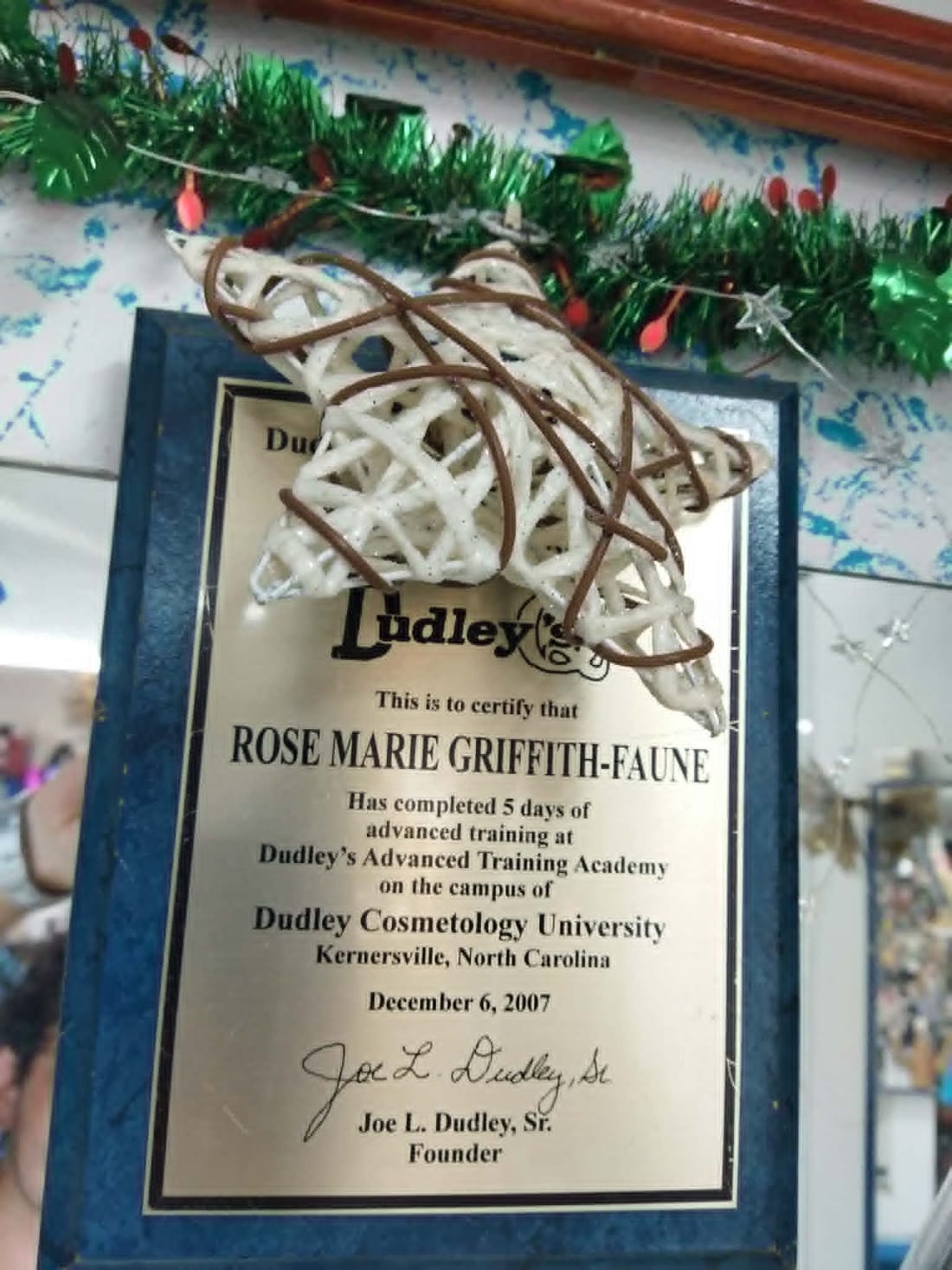 Advanced Training Academy, diplôme de Rose-Marie Griffith-Faune