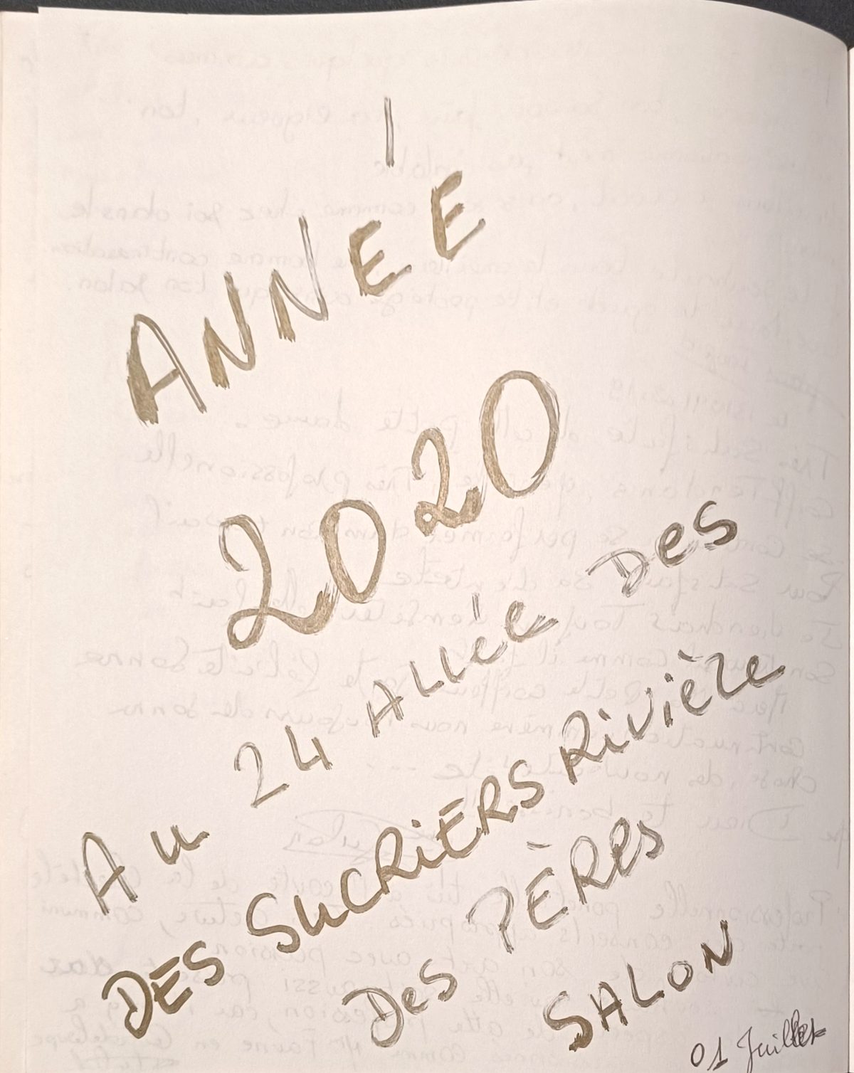 Page séparatrice du livre d'or, année 2020