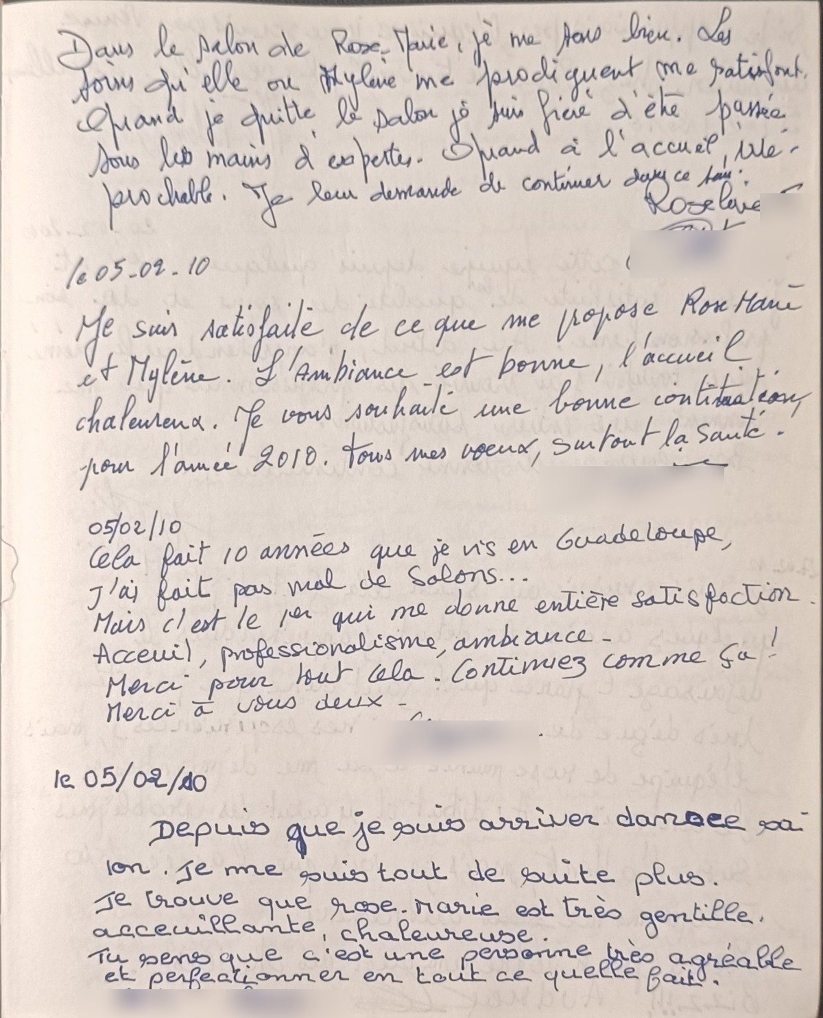 Témoignage manuscrit : le seul salon qui donne entière satisfaction